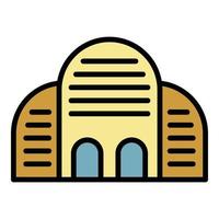 Old architectural building icon color outline vector