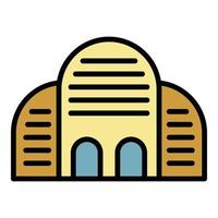 Old architectural building icon color outline vector