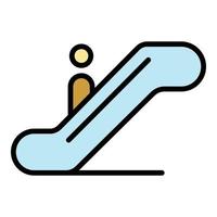 Man at escalator icon color outline vector