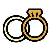 Wedding rings icon color outline vector