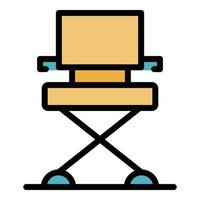 Camp folding chair icon color outline vector