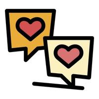 Loving chat icon color outline vector