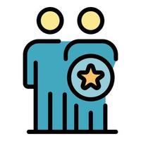 Two men and star coin icon color outline vector