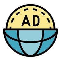Ad in a half globe icon color outline vector
