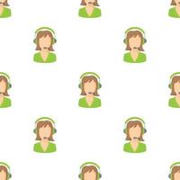 Call center operator with phone headset pattern seamless vector