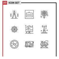 conjunto de 9 iconos de interfaz de usuario modernos signos de símbolos para elementos de diseño de vector editables de objetivo de dinero emergente de dinero en efectivo