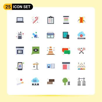 Paquete de 25 colores planos de interfaz de usuario de signos y símbolos modernos de baterista tareas musulmanas bedug smartphone elementos de diseño vectorial editables vector