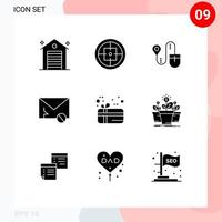 Modern Set of 9 Solid Glyphs and symbols such as spam message target mail computer Editable Vector Design Elements