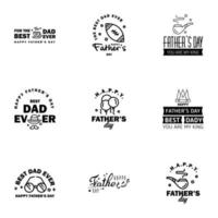 Set of Happy Fathers day elements 9 Black Vector illustration Editable Vector Design Elements