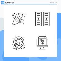 Modern 4 Line style icons Outline Symbols for general use Creative Line Icon Sign Isolated on White Background 4 Icons Pack Creative Black Icon vector background