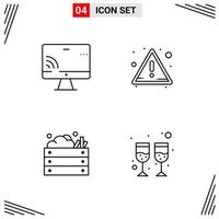 4 Icons Line Style Grid Based Creative Outline Symbols for Website Design Simple Line Icon Signs Isolated on White Background 4 Icon Set Creative Black Icon vector background