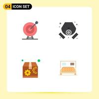 Pack of 4 Modern Flat Icons Signs and Symbols for Web Print Media such as target marketing arrow mask seo Editable Vector Design Elements