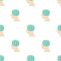 Head with globe pattern seamless vector