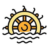 Water mill icon color outline vector