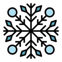 vector de contorno de color de icono de copo de nieve de año nuevo