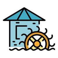 Tower water mill icon color outline vector