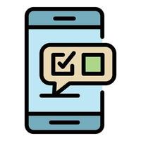 Smartphone quiz icon color outline vector