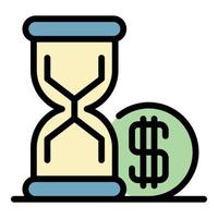 Hourglass money loan icon color outline vector