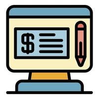 Online loan icon color outline vector