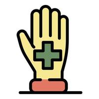 Medical cross on the palm icon color outline vector