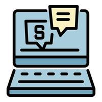 Online money chat icon color outline vector