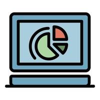 Computer loan chart icon color outline vector