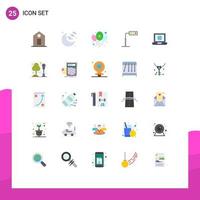 User Interface Pack of 25 Basic Flat Colors of internet world party laptop tower Editable Vector Design Elements