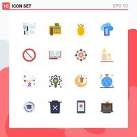 16 User Interface Flat Color Pack of modern Signs and Symbols of prohibited interface amanas comosus cell computing Editable Pack of Creative Vector Design Elements