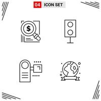 4 Icons Line Style Grid Based Creative Outline Symbols for Website Design Simple Line Icon Signs Isolated on White Background 4 Icon Set Creative Black Icon vector background