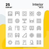 25 conjunto de iconos interiores 100 archivos eps 10 editables concepto de logotipo de empresa ideas diseño de icono de línea vector