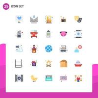 25 User Interface Flat Color Pack of modern Signs and Symbols of home building retrieve hotel fund Editable Vector Design Elements