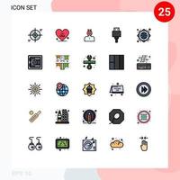 Universal Icon Symbols Group of 25 Modern Filled line Flat Colors of usb file usa devices stress Editable Vector Design Elements