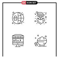 Line Pack of 4 Universal Symbols of network shop christmas cap date Editable Vector Design Elements