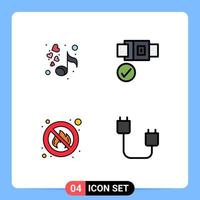 Group of 4 Filledline Flat Colors Signs and Symbols for love no valentines safety computers Editable Vector Design Elements