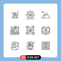 Modern Set of 9 Outlines Pictograph of currency startup message growth business Editable Vector Design Elements