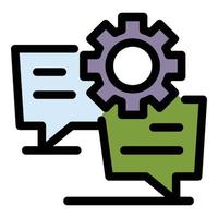 Community gear chat icon color outline vector