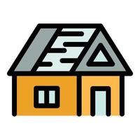 House with an unfinished roof icon color outline vector