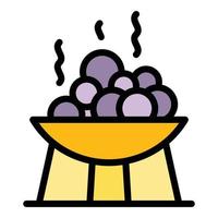 Bowl with bath stones icon color outline vector