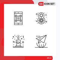 Pictogram Set of 4 Simple Filledline Flat Colors of code candle scan flower candle light Editable Vector Design Elements