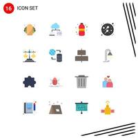 Flat Color Pack of 16 Universal Symbols of judgment conclusion water bottle choice sexual Editable Pack of Creative Vector Design Elements