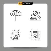 User Interface Pack of 4 Basic Filledline Flat Colors of beach hot wet justice coffee Editable Vector Design Elements