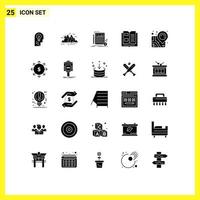 Set of 25 Modern UI Icons Symbols Signs for knowledge book mountain market financial Editable Vector Design Elements