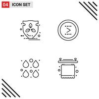 Mobile Interface Line Set of 4 Pictograms of eco color shield interface drops Editable Vector Design Elements