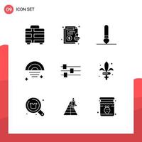 9 iconos creativos signos y símbolos modernos de diseño de herramientas pincel clima lluvioso elementos de diseño vectorial editables vector