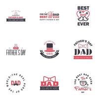 Happy Fathers Day 9 Black and Pink Vector Element Set Ribbons and Labels Editable Vector Design Elements