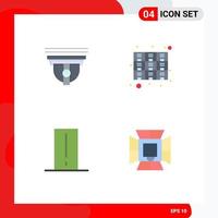 Editable Vector Line Pack of 4 Simple Flat Icons of camera biology meter cam furniture electronics Editable Vector Design Elements