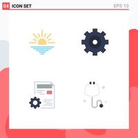 4 Thematic Vector Flat Icons and Editable Symbols of sun setting open options edit Editable Vector Design Elements