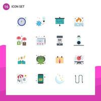 16 Flat Color concept for Websites Mobile and Apps smoke garbage earth fire projector Editable Pack of Creative Vector Design Elements