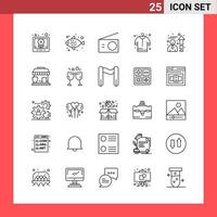 25 Icon Pack Line Style Outline Symbols on White Background Simple Signs for general designing Creative Black Icon vector background