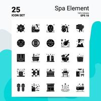 25 conjunto de iconos de elementos de spa 100 archivos editables eps 10 ideas de concepto de logotipo de empresa diseño de icono de glifo sólido vector